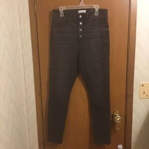 Loft 4 button Whisker Black High Waisted Skinny Jeans 29